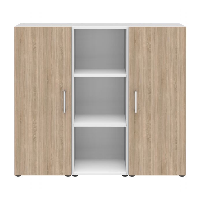 Röhr Bush Sideboard in Weiß und Sonoma Eiche Nachbildung mit 2 Türen und einem Regal Neueste Stile