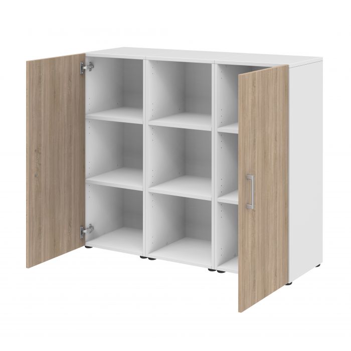 Röhr Bush Sideboard in Weiß und Sonoma Eiche Nachbildung mit 2 Türen und einem Regal Neueste Stile