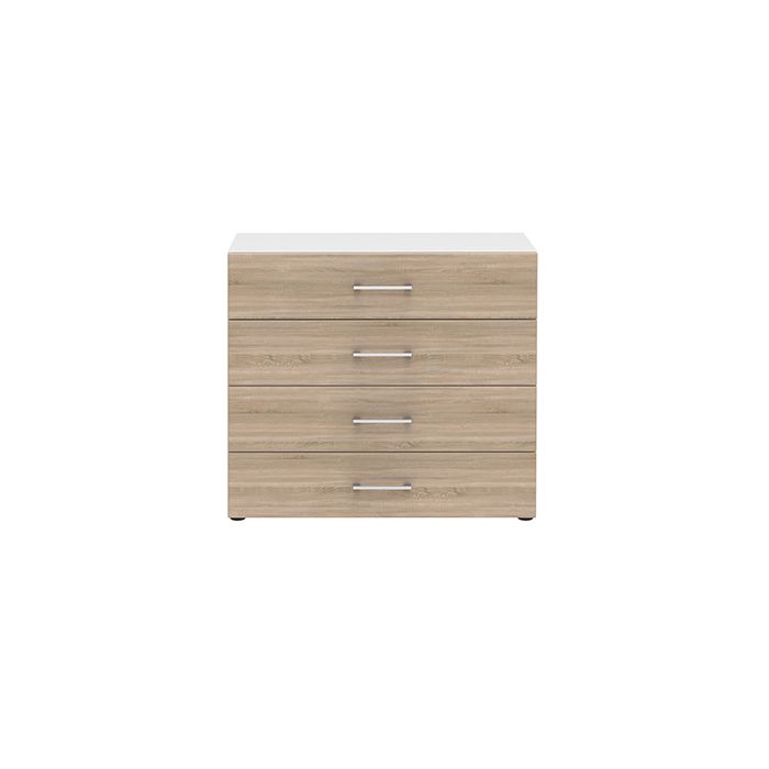 Röhr Bush Highboard in Weiß und Sonoma Eiche Nachbildung mit 4 Schubkästen Bis zu 60% Rabatt