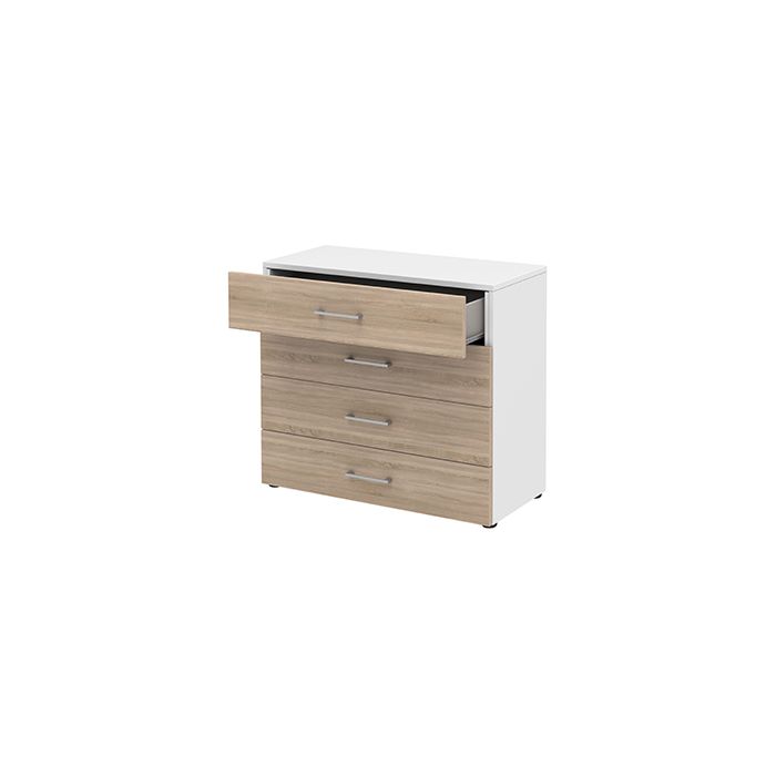 Röhr Bush Highboard in Weiß und Sonoma Eiche Nachbildung mit 4 Schubkästen Bis zu 60% Rabatt