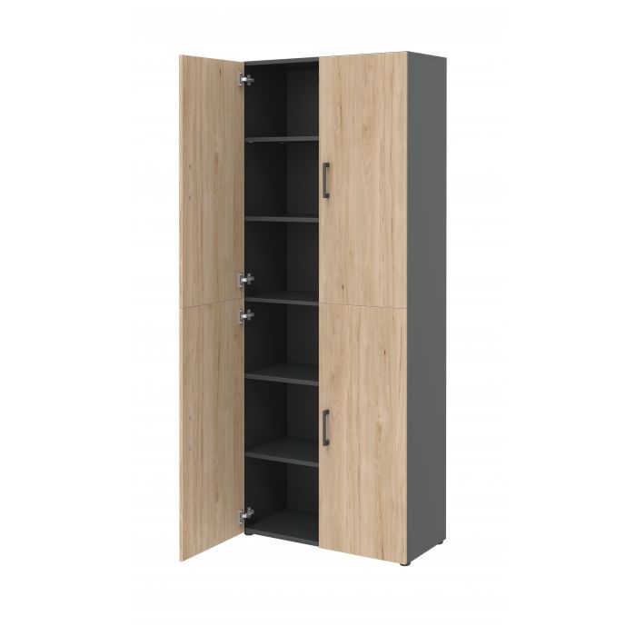 Röhr Bush Schrank in Anthrazit und Hickory Nachbildung mit 4 Türen und 6 Ordnerhöhen 50% Rabatt mit kostenlosem Versand