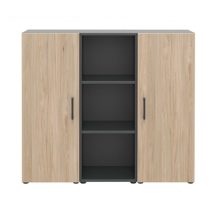 Röhr Bush Sideboard in Anthrazit und Hickory Nachbildung mit 2 Türen und einem Regal Begrenzt auf 3 Tage