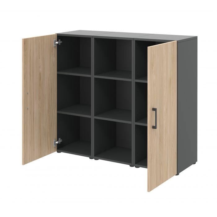 Röhr Bush Sideboard in Anthrazit und Hickory Nachbildung mit 2 Türen und einem Regal Begrenzt auf 3 Tage