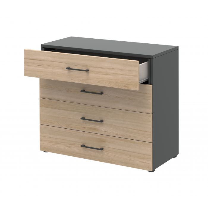 Röhr Bush Highboard in Anthrazit und Hickory Nachbildung mit 4 Schubkästen 50% Rabatt für begrenzte Zeit