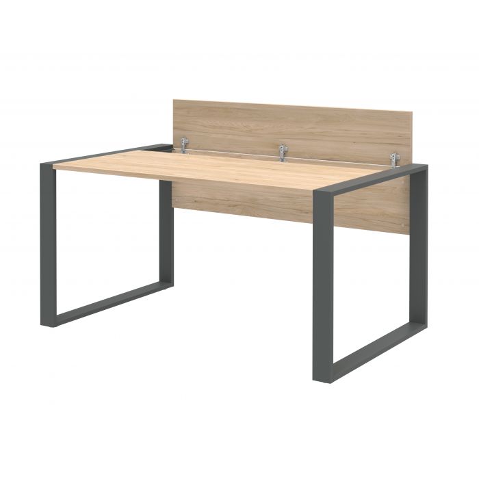 Röhr Bush Schreibtisch in Hickory mit Kufenfußgestell und integriertem Kabelmanagement Outlet
