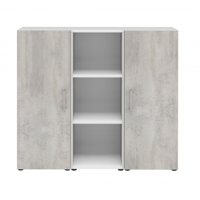 Röhr Bush Sideboard in Weiß mit Beton Nachbildung mit 2 Türen und einem Regal Blitzverkäufe