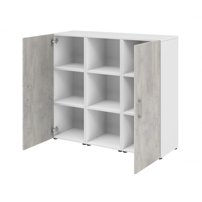 Röhr Bush Sideboard in Weiß mit Beton Nachbildung mit 2 Türen und einem Regal Blitzverkäufe