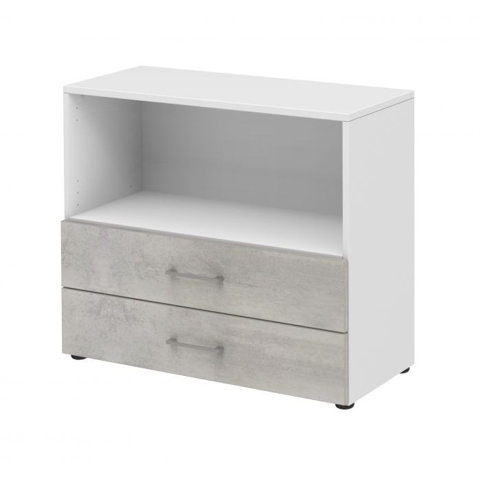 Röhr Bush Regal/Sideboard in Beton Nachbildung mit max. 2 Fächer in Ordnerhöhen