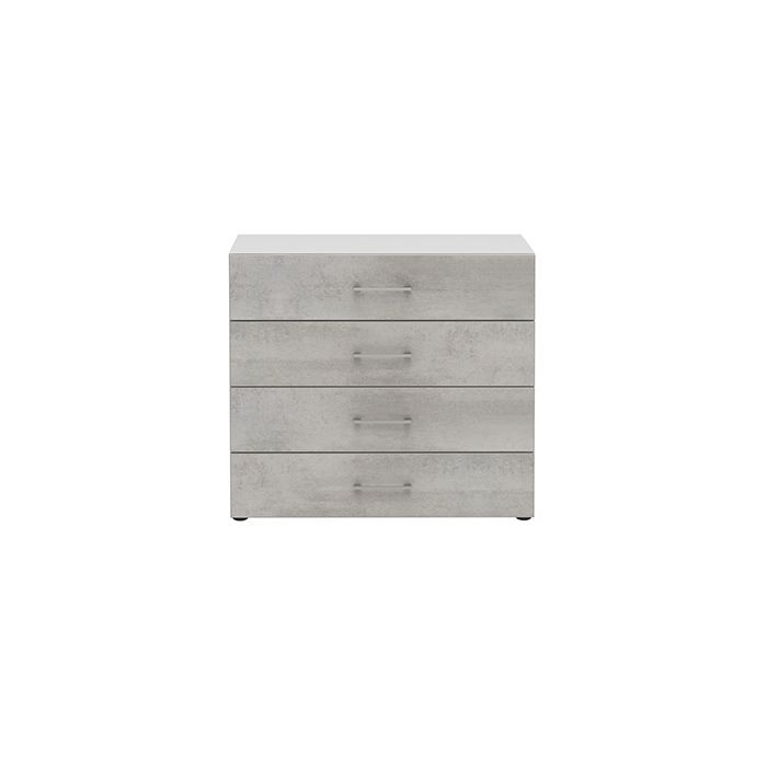 Röhr Bush Highboard in Weiß und Beton Nachbildung mit 4 Schubkästen Sonderangebot