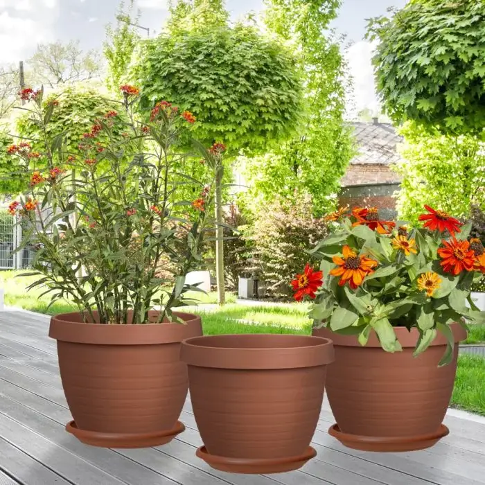 Scheurich Country Star 3er Blumentopf Set mit Untersetzern - Terracotta Black Friday