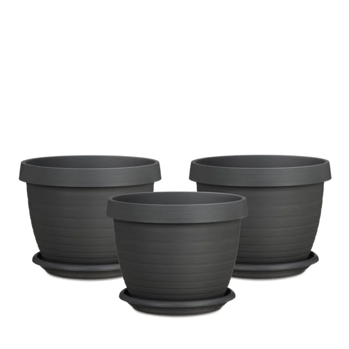 Scheurich Country Star 3er Set Blumentöpfe mit Untersetzern - Metallic Grey Cyber Monday