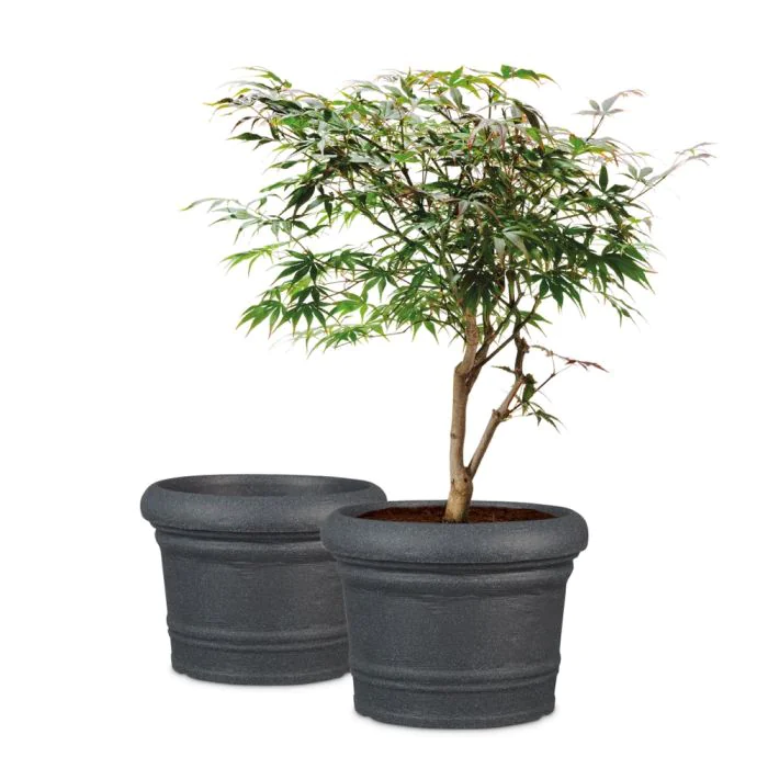 Scheurich Formia 2er Blumentöpfe Set - Schwarz Granit Osterangebot