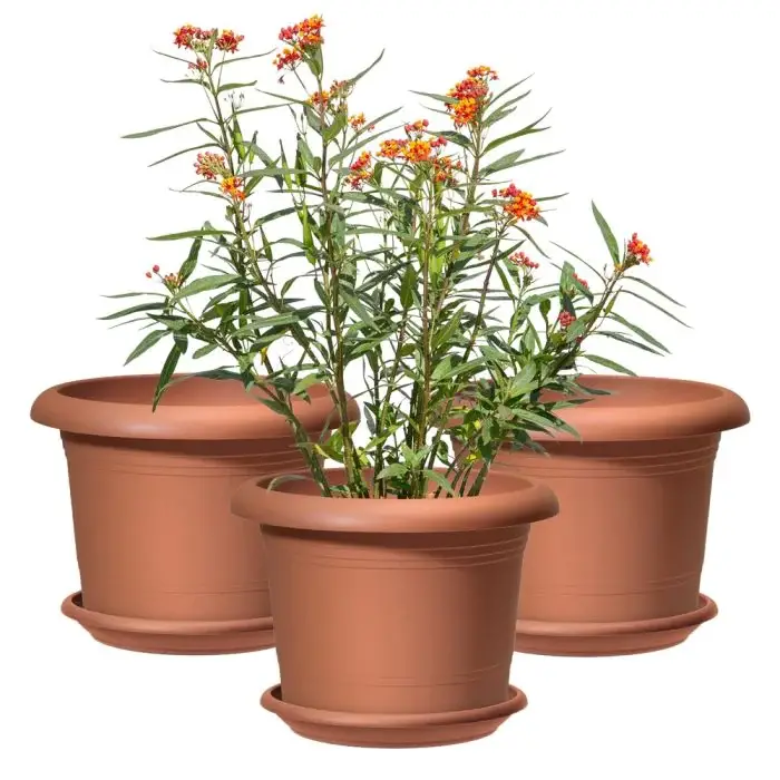 Scheurich Oliver 3er Blumentöpfe Set Oliver mit Untersetzern - Terracotta Vatertagsangebot