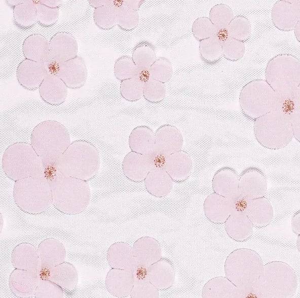 Schöner Leben Tischläufer Tischband Tüll mit 3D Blüten rosa 0,26x5m Neueste Mode