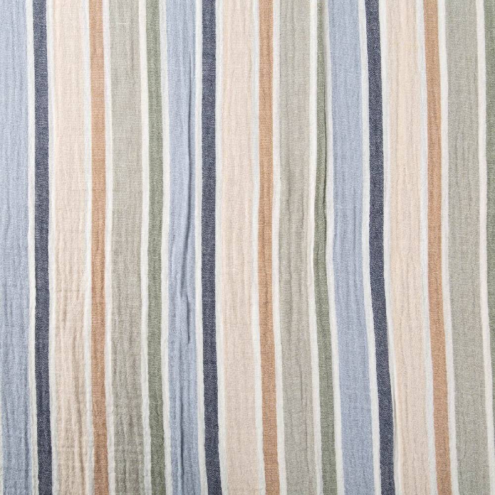 Schöner Leben Musselin Stoff Double Gauze Yarn Dyed Streifen zweiseitig weiß blau grün 1,35m Breite