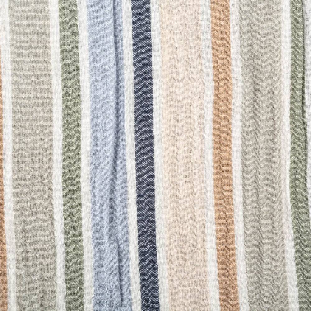 Schöner Leben Musselin Stoff Double Gauze Yarn Dyed Streifen zweiseitig weiß blau grün 1,35m Breite Online Outlet