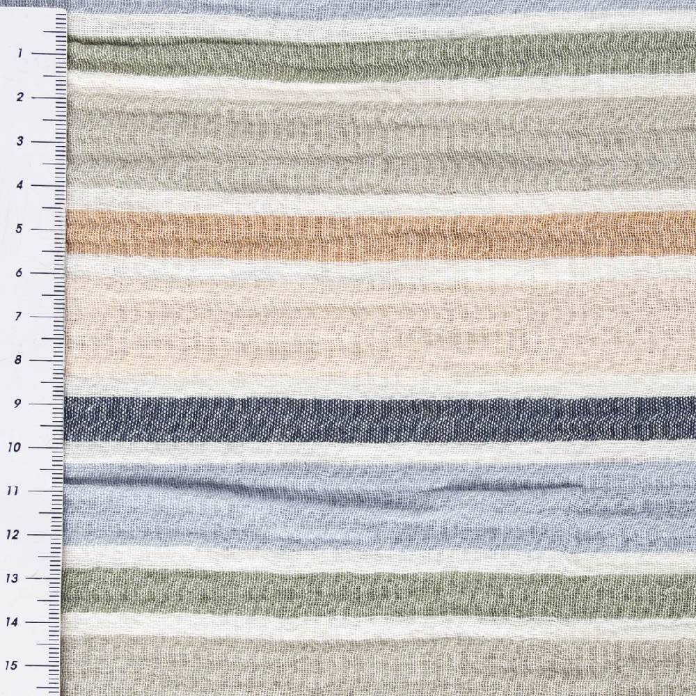 Schöner Leben Musselin Stoff Double Gauze Yarn Dyed Streifen zweiseitig weiß blau grün 1,35m Breite Online Outlet