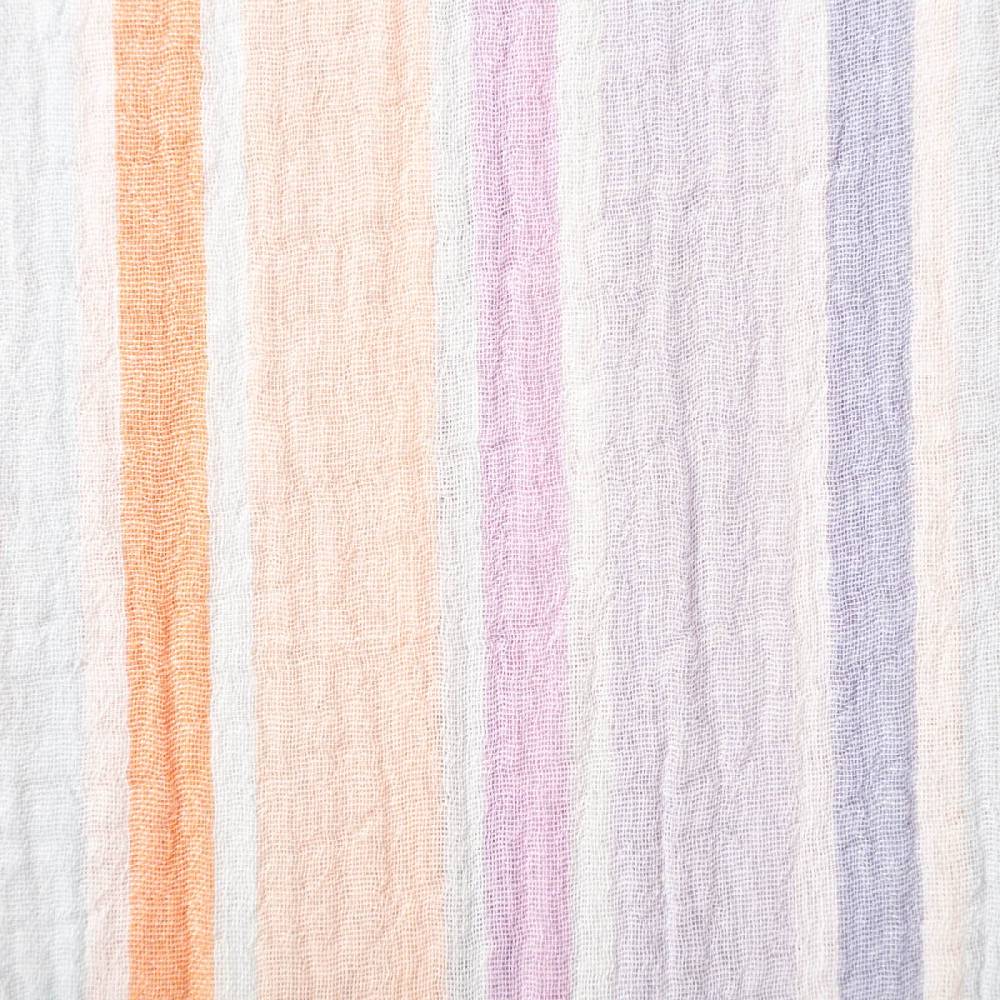 Schöner Leben Musselin Stoff Double Gauze Yarn Dyed Streifen zweiseitig weiß apricot blau 1,35m Breite Zeitlich begrenztes Angebot