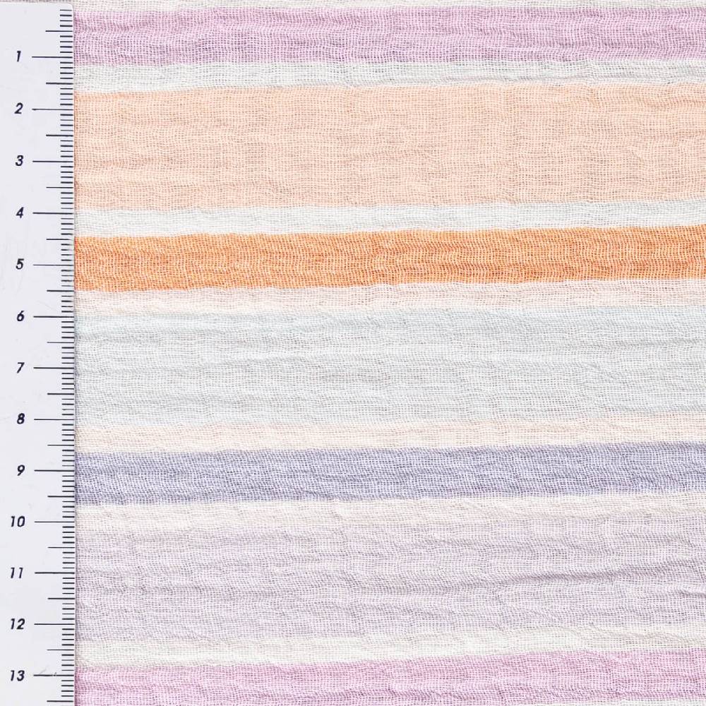 Schöner Leben Musselin Stoff Double Gauze Yarn Dyed Streifen zweiseitig weiß apricot blau 1,35m Breite Zeitlich begrenztes Angebot