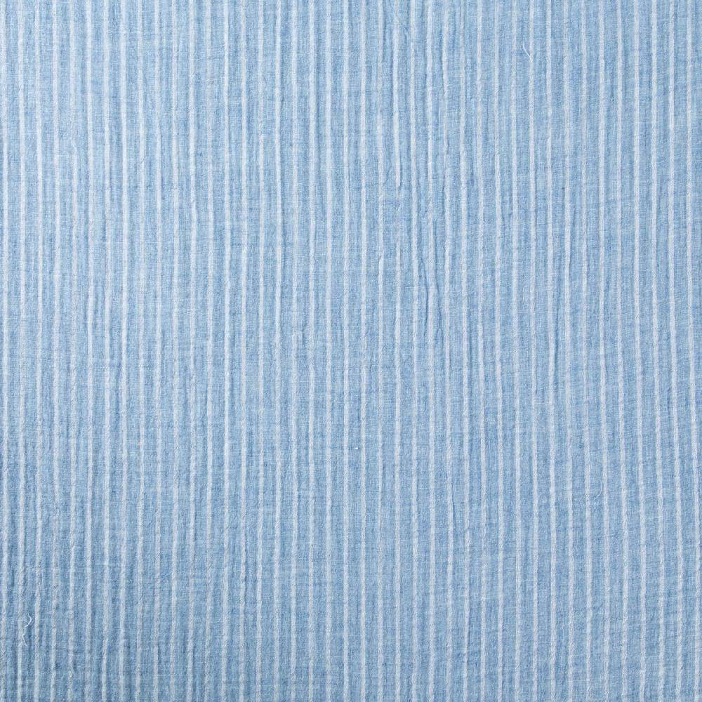 Schöner Leben Musselin Stoff Double Gauze Yarn Dyed Streifen zweiseitig blau weiß 1,35m Breite Blitzangebot