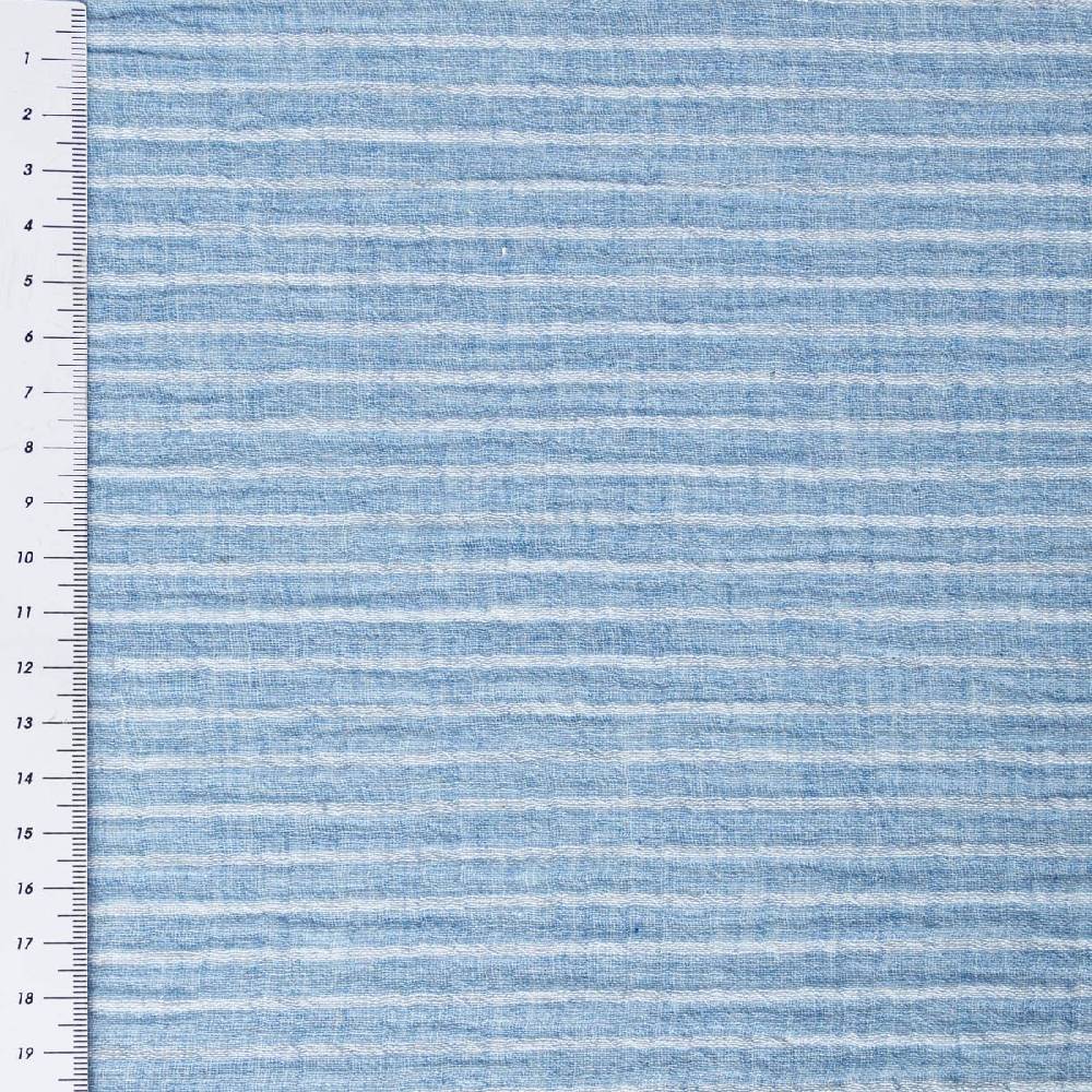 Schöner Leben Musselin Stoff Double Gauze Yarn Dyed Streifen zweiseitig blau weiß 1,35m Breite Blitzangebot