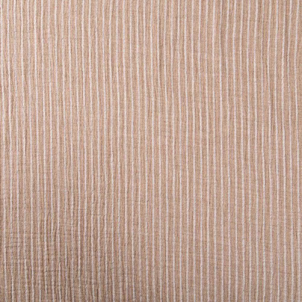 Schöner Leben Musselin Stoff Double Gauze Yarn Dyed Streifen zweiseitig taupe weiß 1,35m Breite Große Rabatte