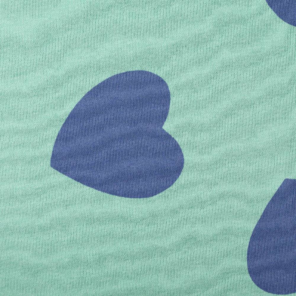 Schöner Leben French Terry Stoff Sommersweat Jogging Hearts mintgrün blau1,45m Breite Letzter Tag