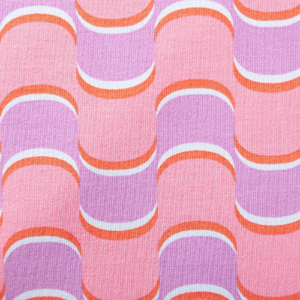 Schöner Leben French Terry Sommersweat ABSTRACT Retro geschwungene Linien rosa lila 1,45m Breite Bis zu 50% Rabatt