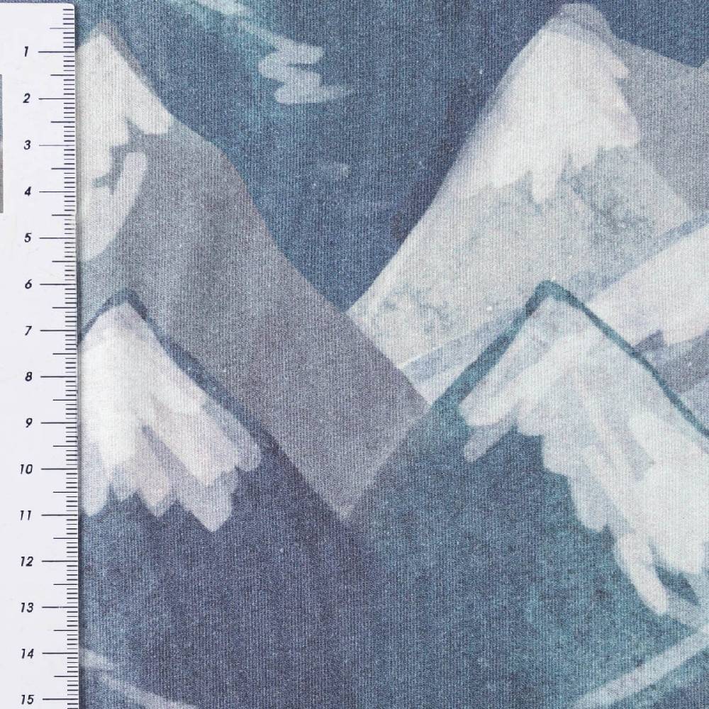 Schöner Leben Sweatstoff aus Baumwolle Digital Mountains blau 1,48m Breite Bis zu 55% Rabatt