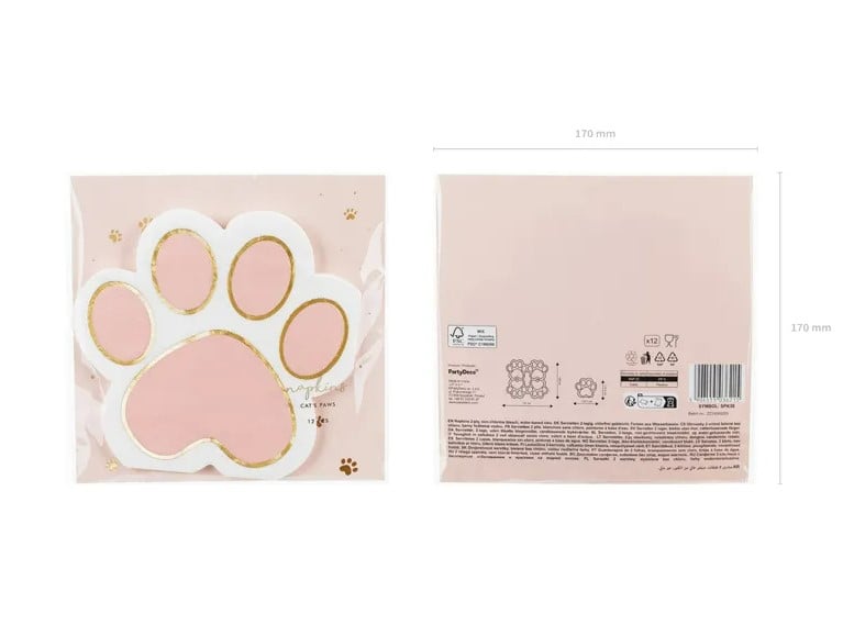 Schöner Leben Papierservietten Kitty Paws Katzenpfote rosa 14,5x12cm 2lagig 12 Stück Speichern exportieren