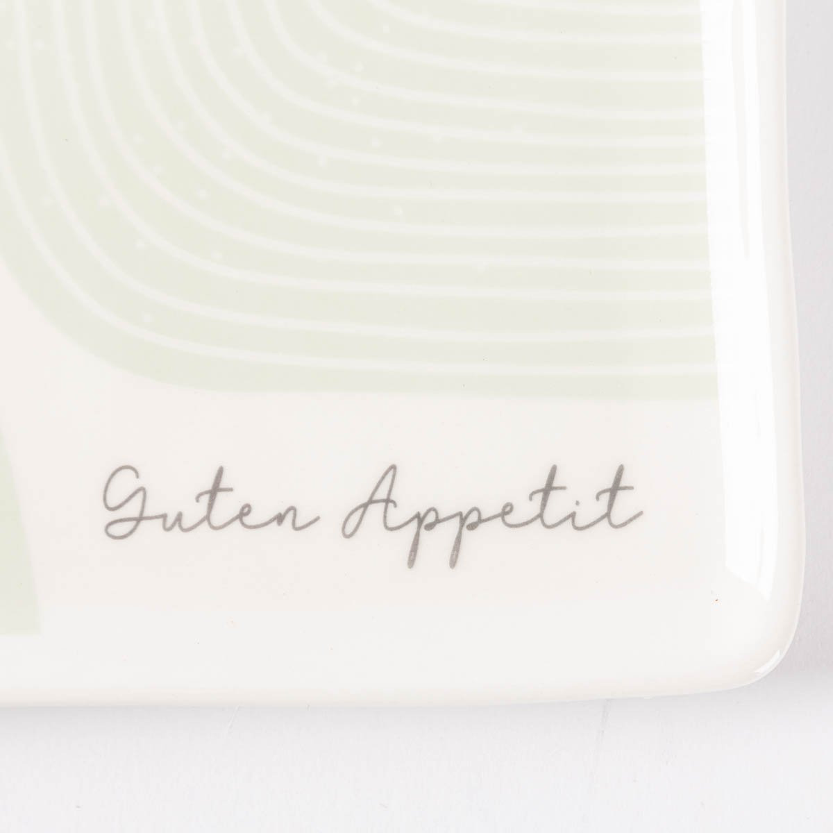Schöner Leben Toastteller Guten Appetit mit abstraktem Dessin weiß grün 14,5x15,5cm von Grafik Werkstatt Angebote