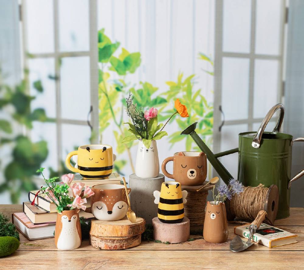 Schöner Leben Vase Deer Rehkitz handbemalt von Sass & Belle Fabrik Onlineshop