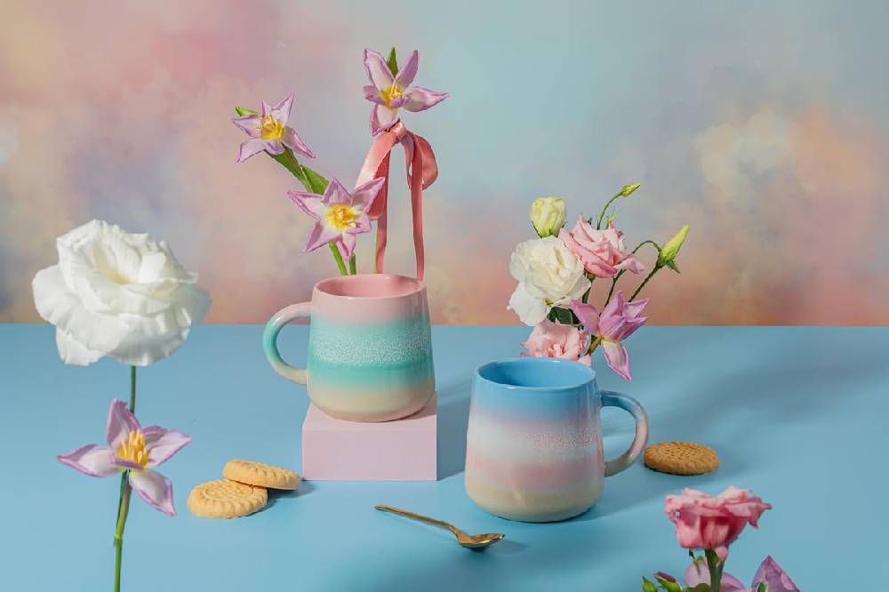 Schöner Leben Tasse Mojave Glasur aus Steinzeug pastell rosa mint 350ml von Sass & Belle Flash Sale