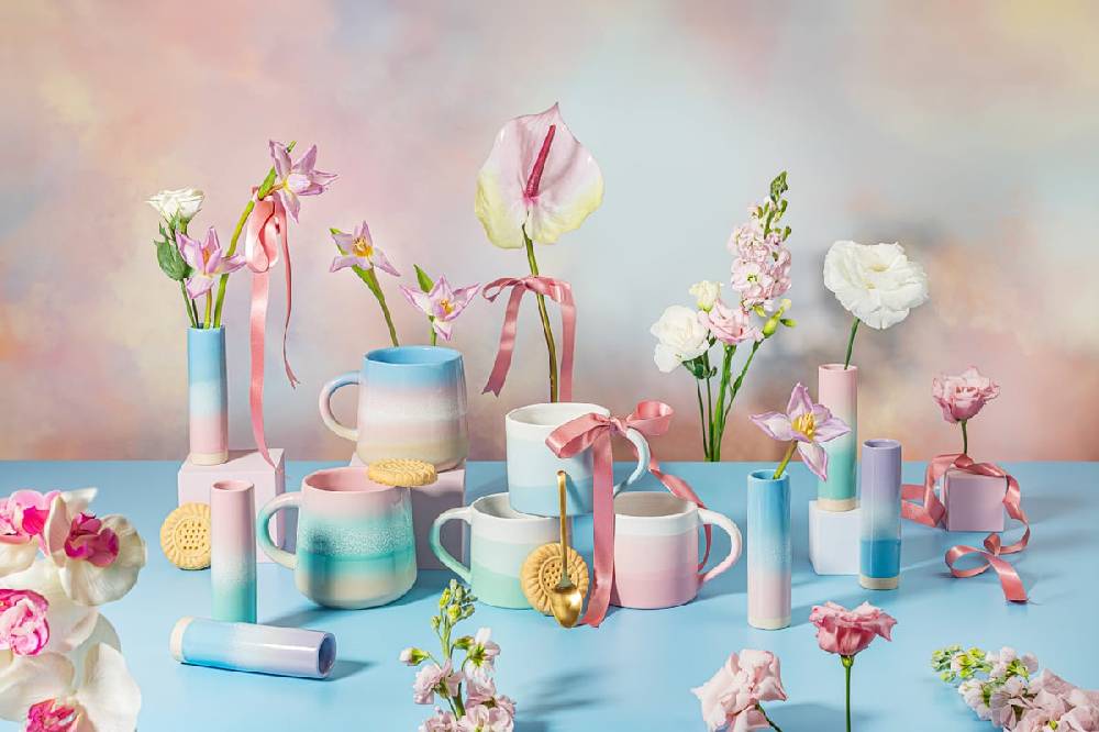 Schöner Leben Tasse Mojave Glasur aus Steinzeug pastell rosa mint 350ml von Sass & Belle Flash Sale