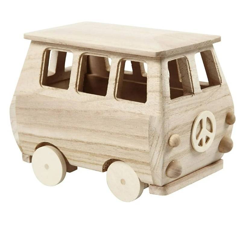Schöner Leben Minibus aus Holz 17x10x13cm von Creativ Company