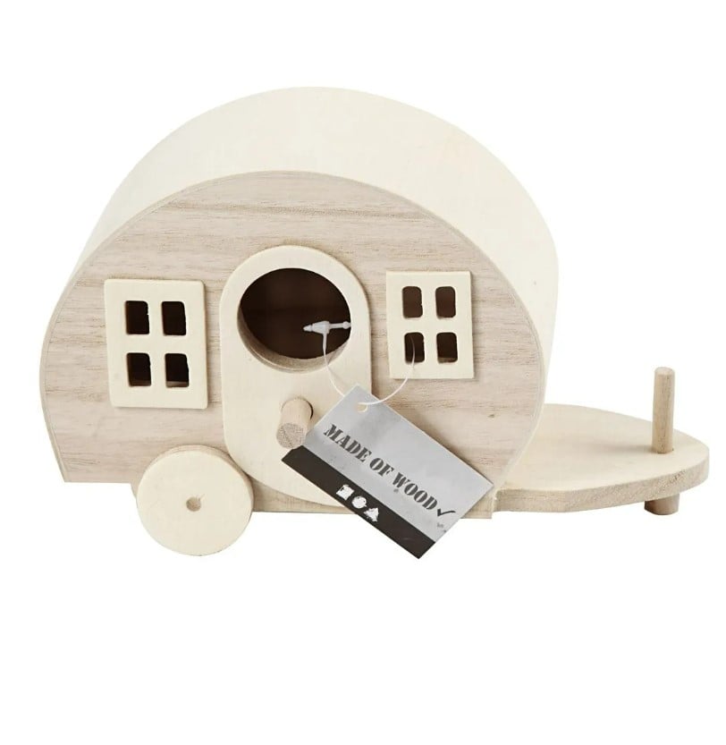 Schöner Leben Campingwagen Miniatur aus Holz 18x8x11cm von Creativ Company Weihnachtsangebot