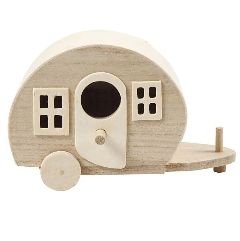 Schöner Leben Campingwagen Miniatur aus Holz 18x8x11cm von Creativ Company Weihnachtsangebot
