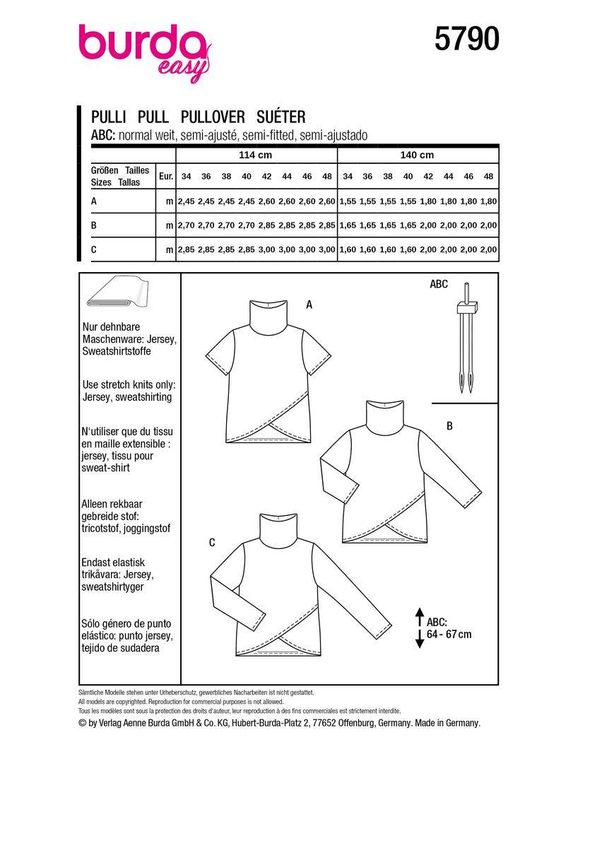 Schöner Leben Burda Schnittmuster 5790 Damen Pulli Letzte 3 Tage
