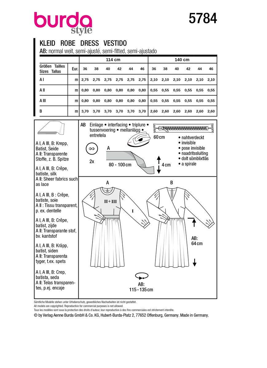 Schöner Leben Burda Schnittmuster 5784 Damen Kleid Bis zu 50% Rabatt