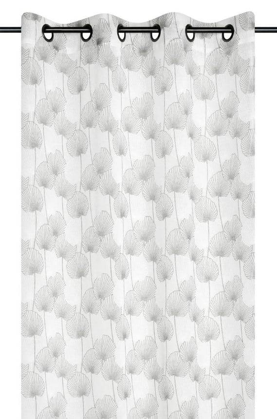 Schöner Leben Ösenvorhang mit Ginkgoblättern weiß taupe 140x260cm Discount Store für neue Produkte