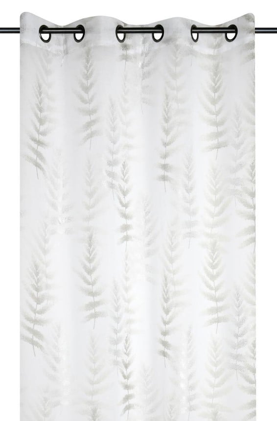 Schöner Leben Ösenvorhang Farne mit Metallic-Effekten weiß natur silberfarbig 140x260cm 50% Rabatt mit kostenlosem Versand