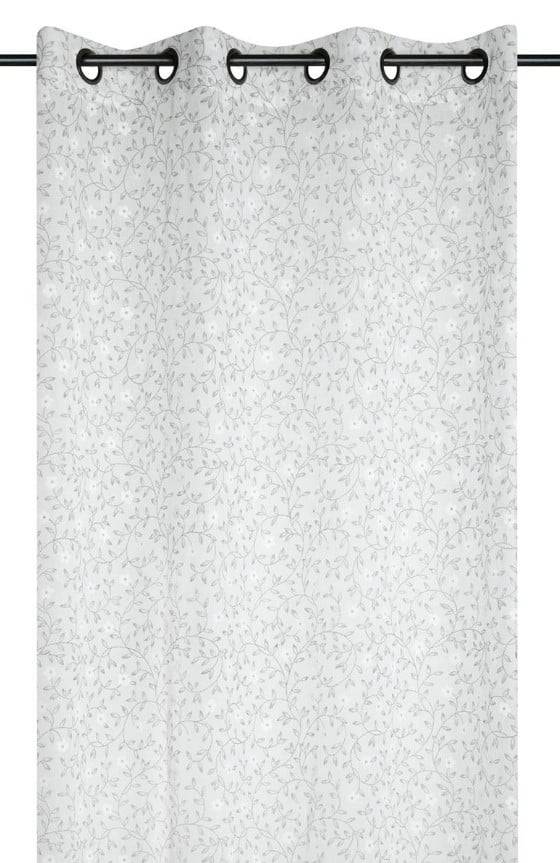Schöner Leben Ösenvorhang mit Blumenranken transparente Leinenstruktur ecru taupe 140x260cm Fabrikladen