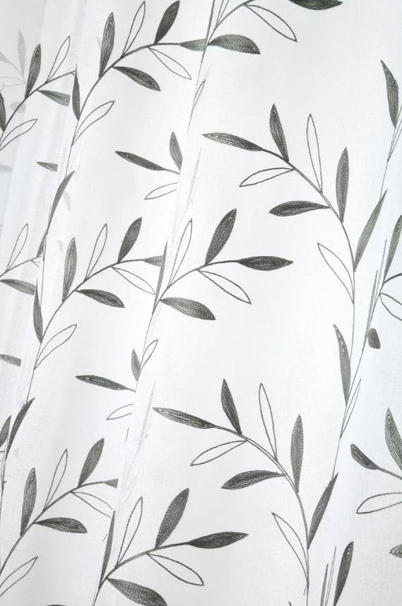 Schöner Leben Ösenvorhang Voile mit Blätter-Stickereien weiß grün 140x260cm Black Friday Preise