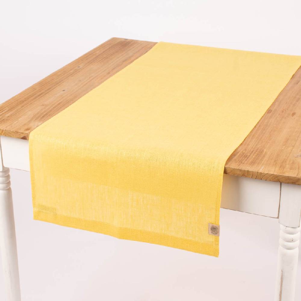 Schöner Leben Leinentischläufer Tischläufer Erik 1-lagig 47x150cm gelb