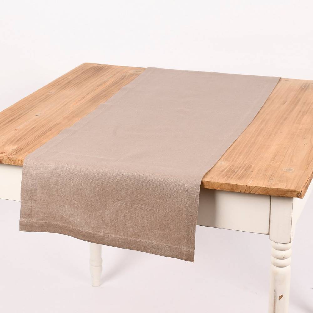 Schöner Leben Magma Tischläufer Leinen LION einfarbig taupe 40x145cm