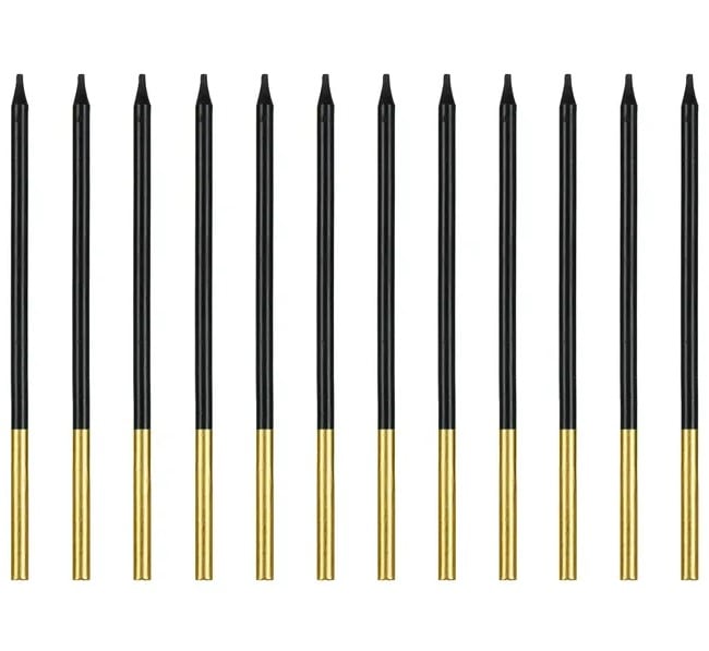 Schöner Leben Geburtstagskerzen 12 Stück schwarz-gold 12,5cm