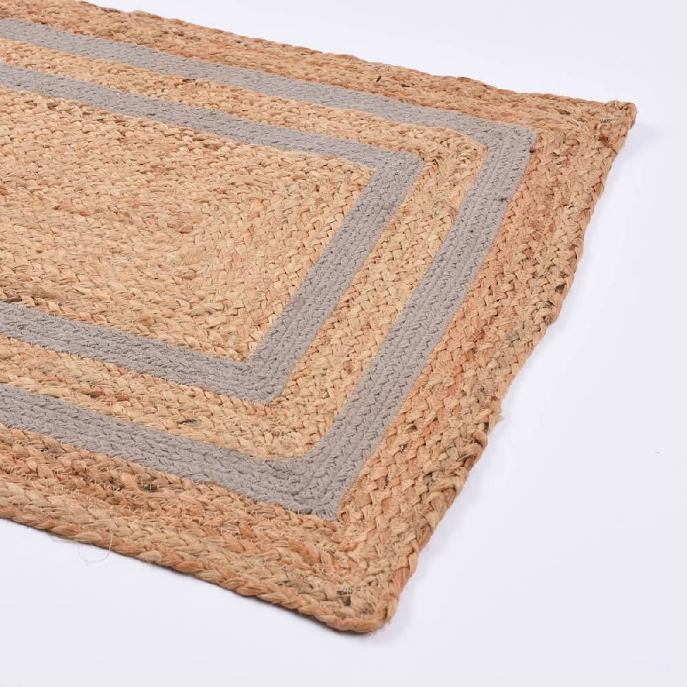 Schöner Leben Teppich geflochten Jute Baumwolle Rechtecke natur hellgrau 90x60cm Top Angebot