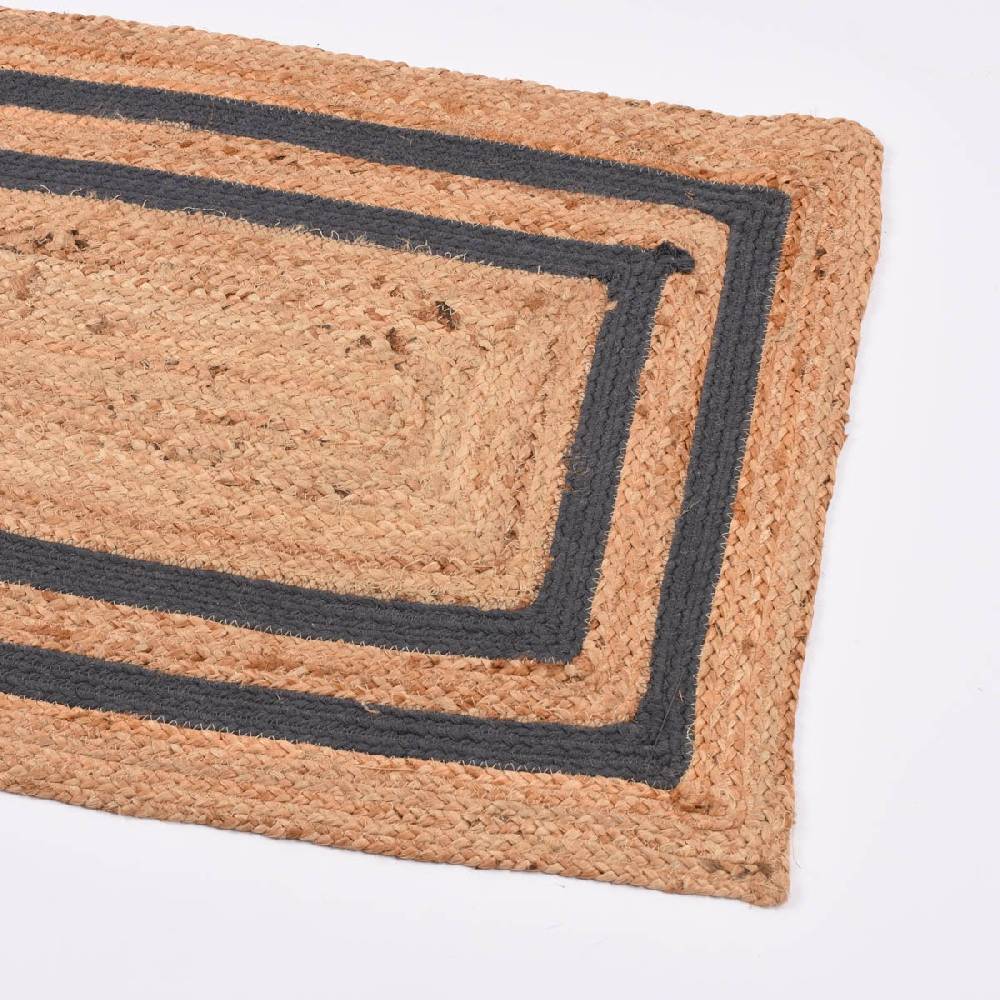 Schöner Leben Teppich geflochten Jute Baumwolle Rechtecke natur dunkelgrau 90x60cm Neueste Mode