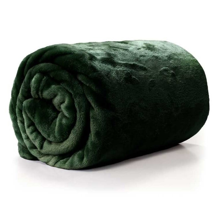 Schöner Leben Kuscheldecke Enzo aus flauschiger Mikrofaser dunkelgrün 130x180cm