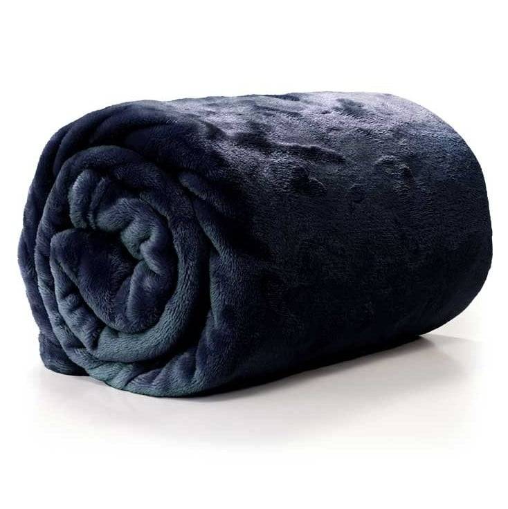 Schöner Leben Kuscheldecke Enzo aus flauschiger Mikrofaser dunkelblau 130x180cm